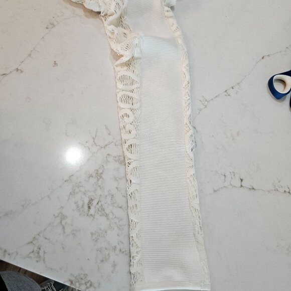 Maje Lace Top Luna Long Sleeve Size 3 Medium Ecru Lace Feminine Designer - Picture 5 of 13